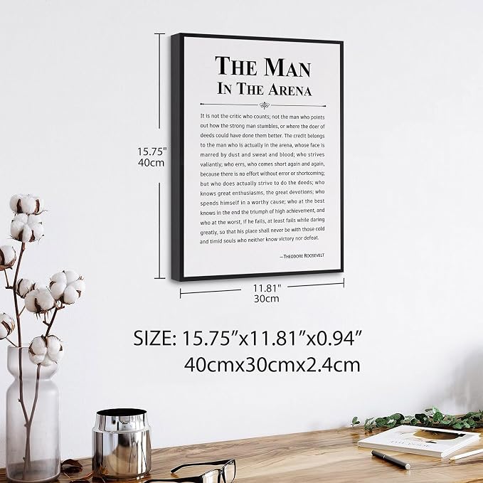 Howwii Inspirational Wall Art Office Decor The Man in the Arena Motivational