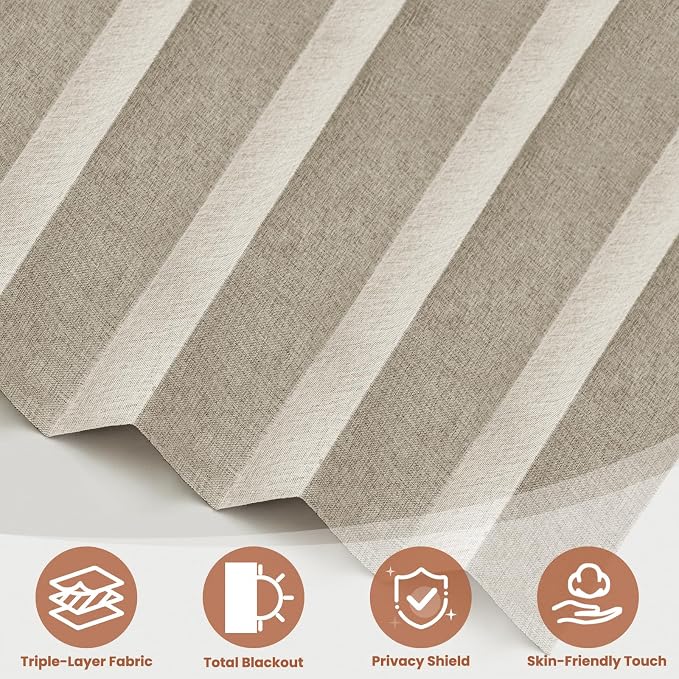 AJAZZ Blackout Accordion Door Curtain 98"x78" Cream White