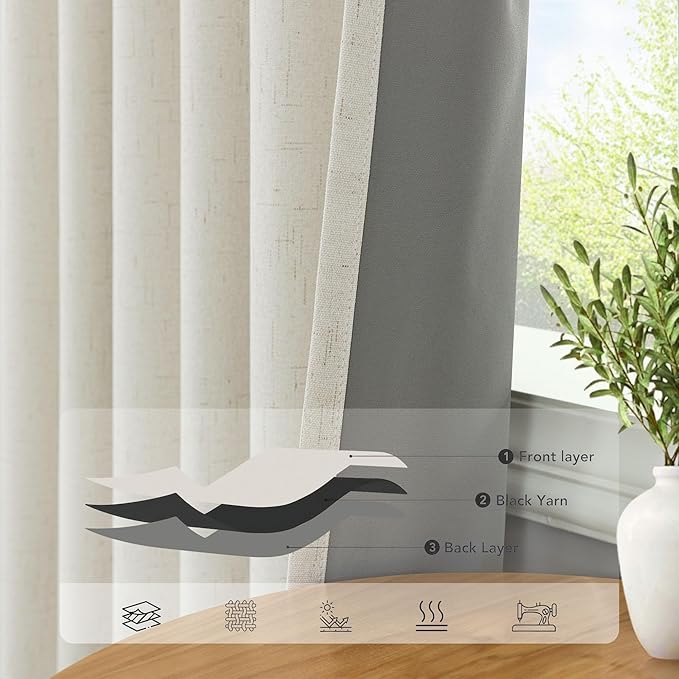 78 Inch Curtains 2 Panel for Bedroom Full Blackout Neutral Boho Window Drape Room Darkening Insulating Thermal Curtain for Winter Cold Weather Closet Curtain for Open Closet Door Sliding Back Cream