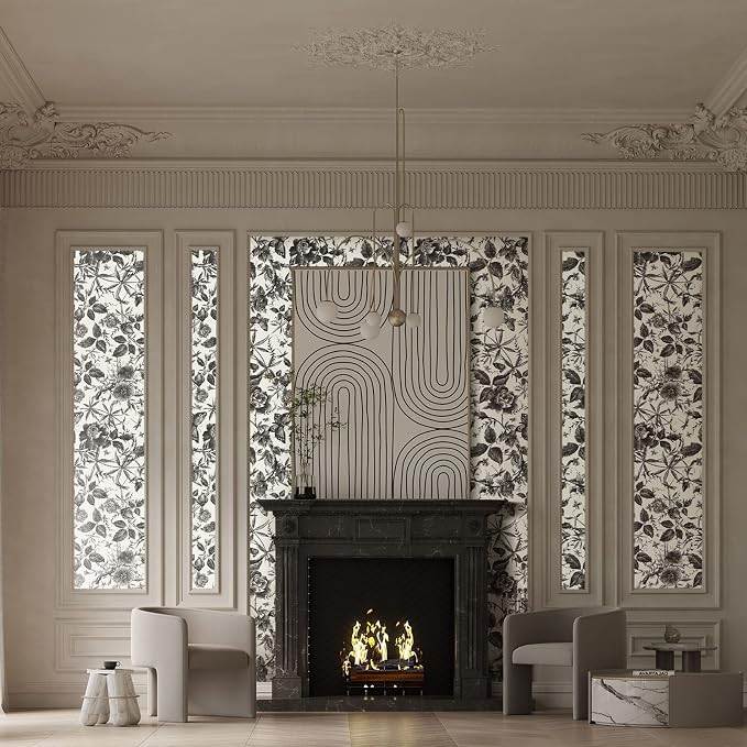 JiffDiff Vintage Peel and Stick Wall Stick，Champagne Wallpaper Rose Removable