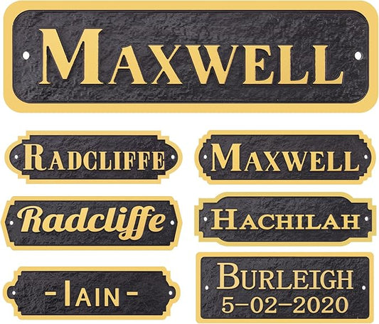 Acrylic Horse Stall Name Plate, 2.4" x 8" Personalized Stall Signs, UV Protected, Custom Pet Name Sign, All Weather Adhesive, Mounting (Gold, Style 3)