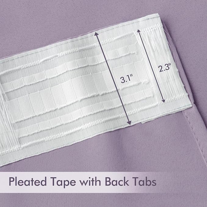MIULEE Lilac Back Tab Blackout Curtains 120 Inch Long 2 Panels Set
