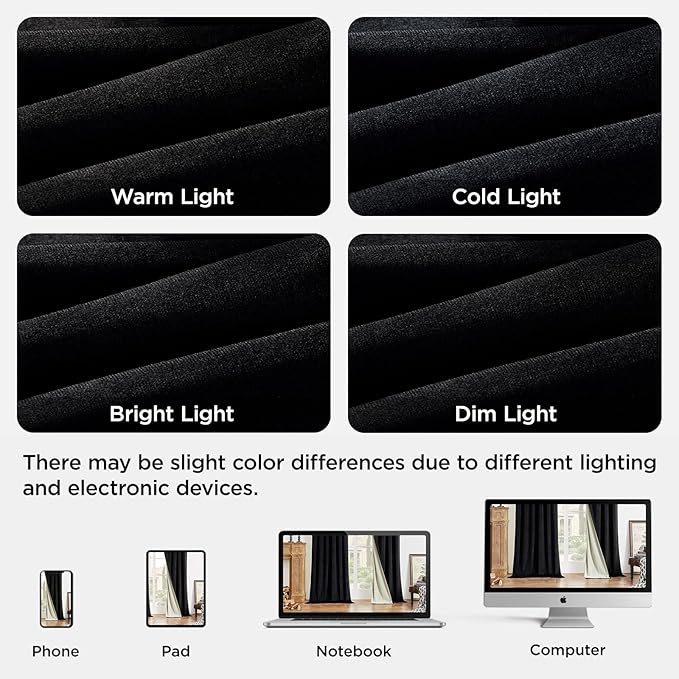 Joydeco Black 100% Blackout Curtains 72 Inch 2 Panels, Luxury Thermal Insulated Black Velvet Curtains for Bedroom Living Room, Soundproof Blackout Window Drapes, Rod Pocket & Back Tab (62W x 72L)