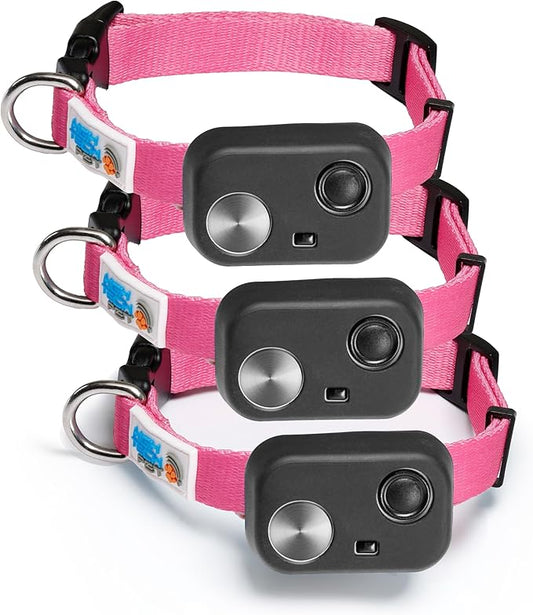 MS-5 Automatic Pet Door Collar 3-Pack, Genuine High Tech Pet Brand Dog Collar for Power Pet Doors - Econ Series, Waterproof (Pink) - PNK-MS5-3PK