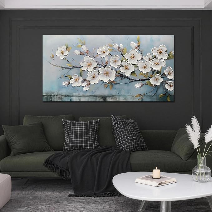 Anolyfi White Textured Flowers Wall Art