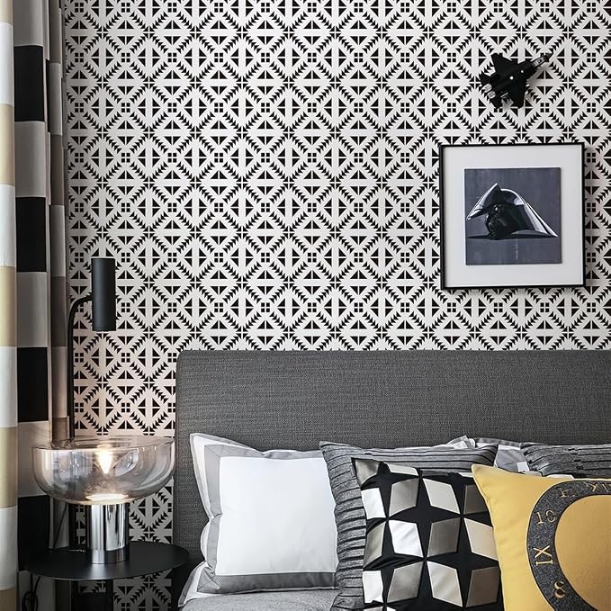 Jeweluck Black and White Peel and Stick Wallpaper Black and White Removable