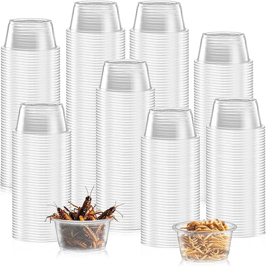 600PCS 0.5oz Gecko Food Cups | Durable Plastic Leak-Proof Reptile Feeder Cups - for Geckos, Lizards & Small Pets | Multi-Purpose for Terrarium Daily Feeding(0.5oz)