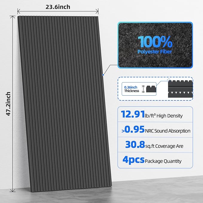 4 Pack Large Acoustic Panels Sound Absorbing