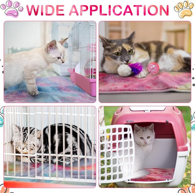 Tudomro 8 Pcs Guinea Pig Blankets Absorbent Washable Animal Fleece Bedding Cage Liners Waterproof Reusable Pet Pee Sleep Mat Pad Cover for Chinchilla Hamster Ferret(Tie Dye,12 x 12 Inch)