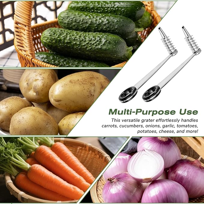 2 Pcs Spiral Potato Cutter, Piranha Spiral Knife Kitchen Accessories Tool, Stainless Steel Curly Fry Cutter, Spirals Slicer for Vegetables, Cucumbers and Carrots