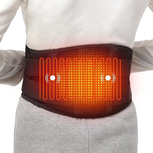 Heating Pad Lower Back Massager Wrap for Back Pain Relief, Heated Waist Belt with Vibration Massage 7.4V 4400mah Battery Heat Therapy, for Lower Back Lumbar Waist Abdominal Stomach Spine (Small)