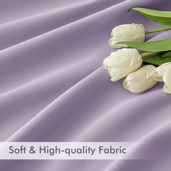 MIULEE Lilac Back Tab Blackout Curtains 120 Inch Long 2 Panels Set