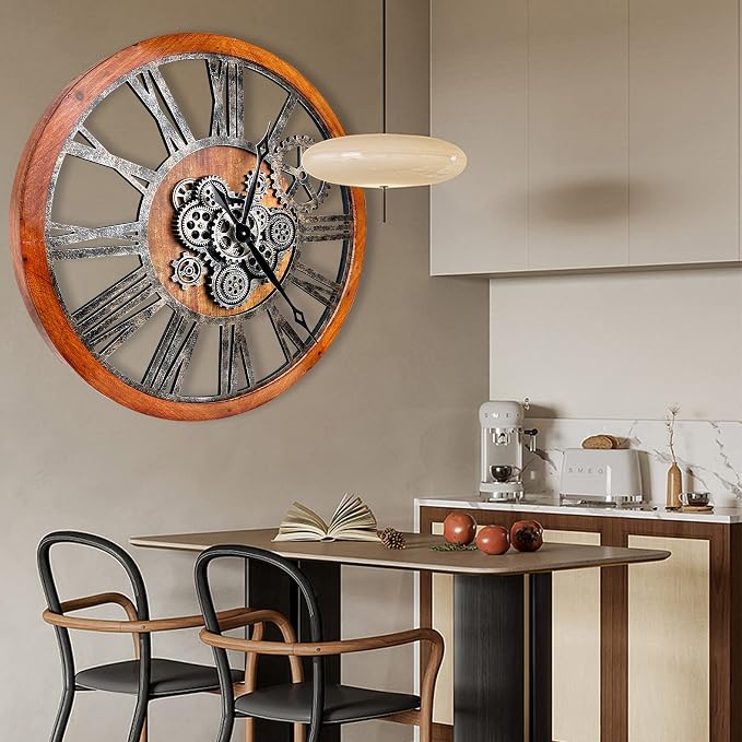 The B-Style 36" Large Moving Gear Wall Clock Oversized Vintage Farmhouse Wall
