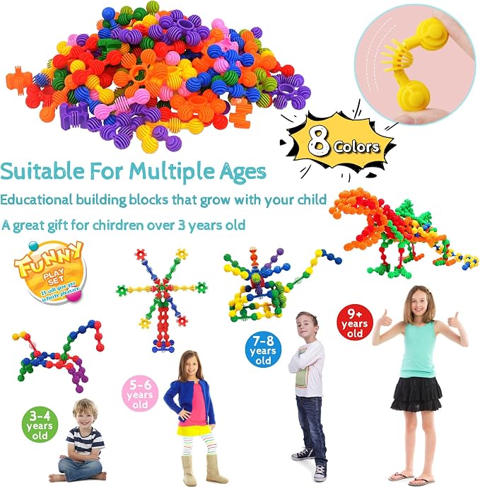 Kids Building Blocks STEM Toys, 120 PCS Plastic Gear Interlocking Sets That Bends - Safe Material - Toddler Educational Toy for Girls and Boys Aged 3+