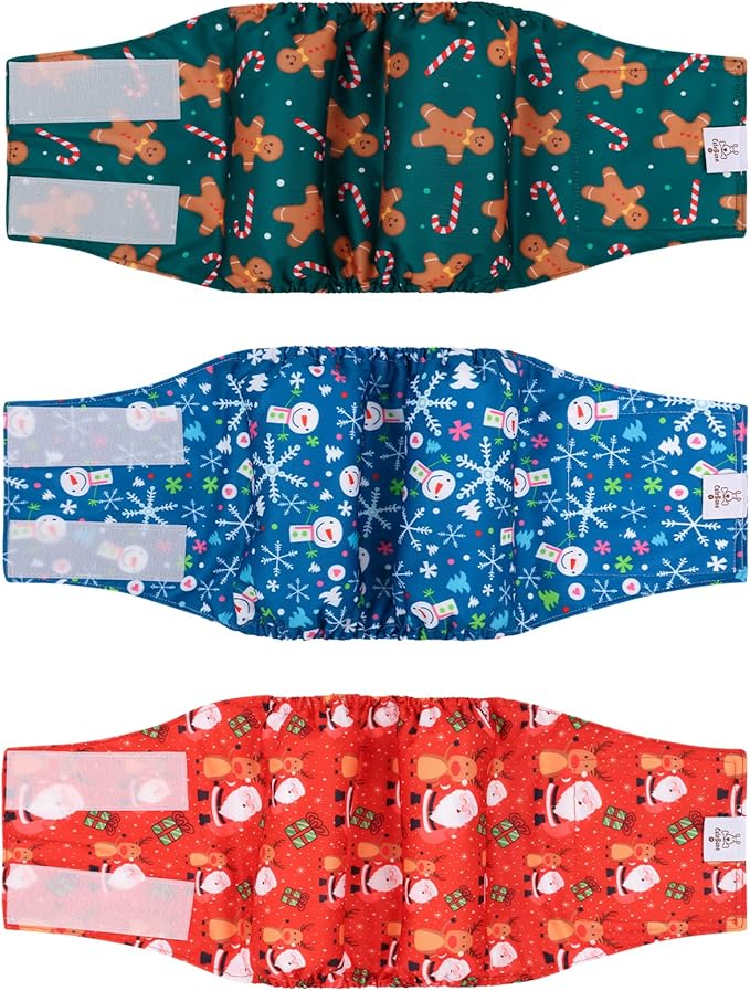 CuteBone Christmas Doggie Diapers for Male Dogs Medium Dog Diapers Male DM34M
