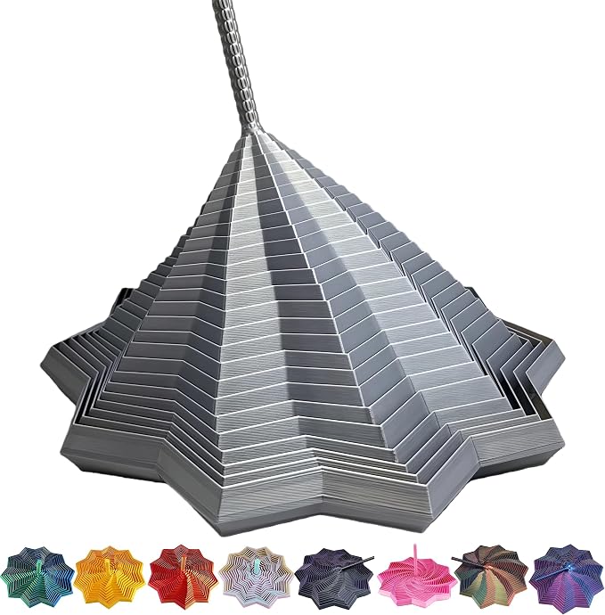 3D Printed Expanded Sensory Fidget Star - 2025 Sensory Fidget Star with Handle, Multi-Colored Whirling Spiral 3D Fidget Toy, Multiple Ways to Play for Adult Relieving Stress (Sliver,4.3in)