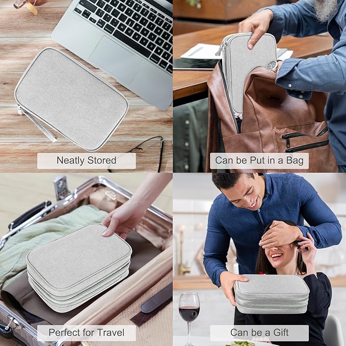 FYY Electronic Organizer, Large Travel Cable Organizer Bag Pouch Electronic Accessories Carry Case Portable Waterproof Double Layers All-in-One Storage Bag for Cable, Cord, Charger, Phone, Grey