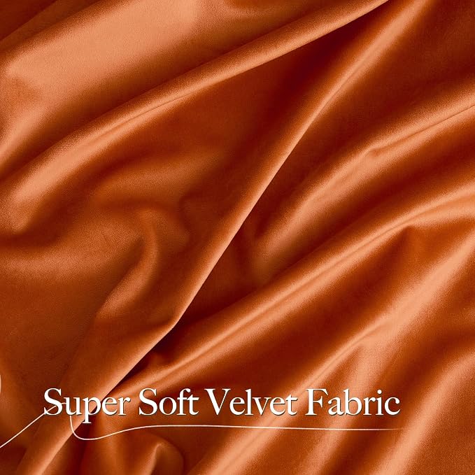 NICETOWN Orange Velvet Curtains 96 inch Long