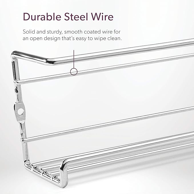 Mindspace Spice Rack Wall Mount, Pantry Cabinet Door Organizer - Set of 4 Hanging Spice & Seasoning Racks Kitchen Storage Organizer | The Wire Collection, Chrome