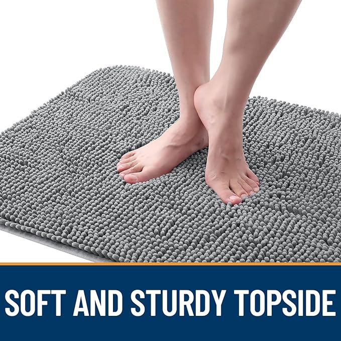 OLANLY Dog Door Mat Set 4-Piece 47x24, Absorbs Moisture and Dirt, Absorbent Non-Slip Washable Doormat, Quick Dry Chenille Mud Mat for Dogs, Entry Indoor Entryway Carpet for Inside Floor, Grey