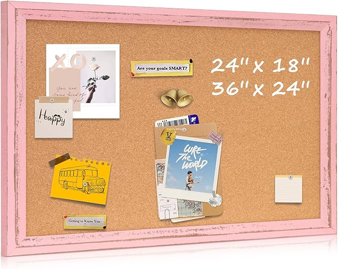 Cork Bulletin Board, Hanging Pin Board Tack Board