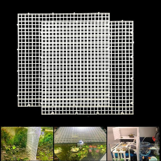 Adjustable Aquarium Fish Tank Divider Filter Bottom Plastic Grid Fish Tank Isolation Board Egg Crate Tray(White, 2pcs 11.8X11.8Inch with 0.35Inch Hole)