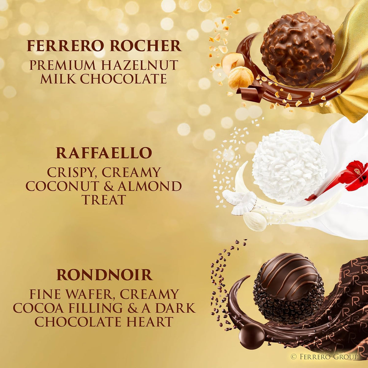 Ferrero Collection gourmet gift box, 24 assorted confections with hazelnut, dark chocolate and coconut, 9.1 oz