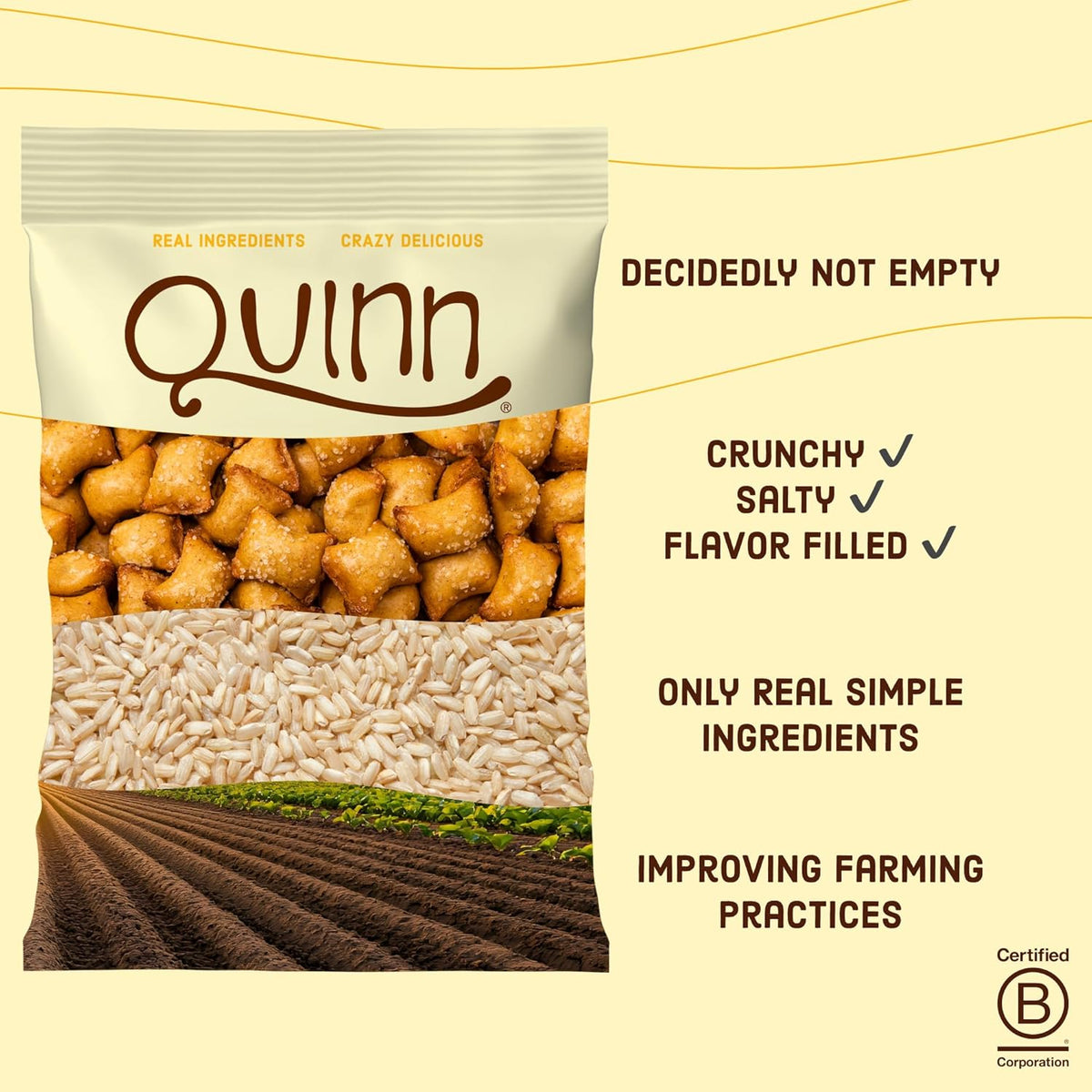 Quinn Snacks Peanut Butter & Honey Filled Pretzel Sticks - Gluten Free Snack, Sweet & Salty, Made with Real Natural Ingredients, Peanuts, Sorghum, & Root Vegetables, Dairy Free - 6 oz (Pack of 1)