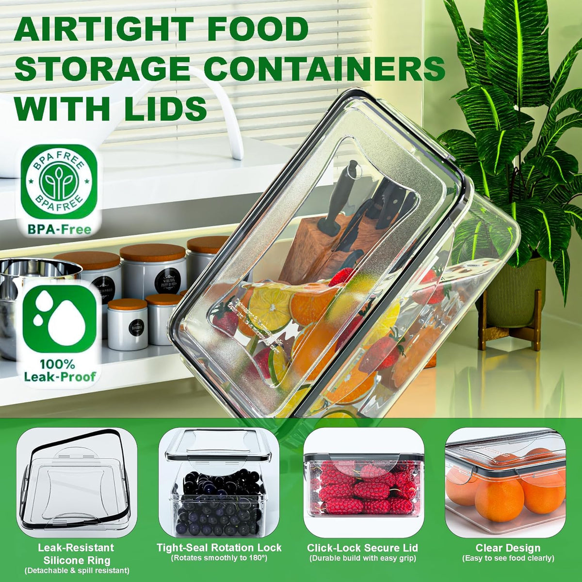 54 Pcs Food Storage Containers with Lids Airtight, (27 Containers &27 Lids) Reusable BPA-Free Plastic Food Containers for Kitchen Organization, Leak Proof Freezer/Microwave Safe Meal Prep Lunch Boxes