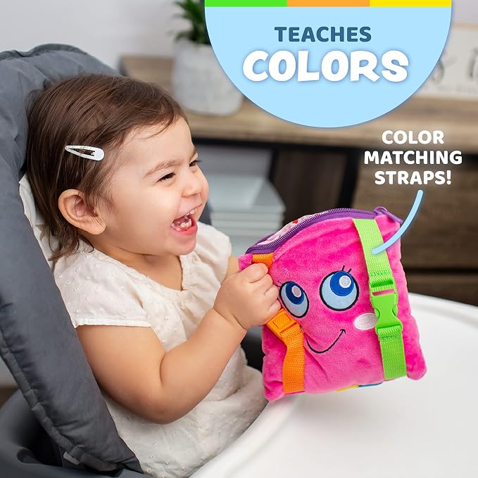 Buckle Toys, Bella Square, Learning Activity, Easy Travel Toy for Toddlers | Develop Motor Skills and Problem Solving, Travel Toy Perfect Car Travel Accessories for Long Trips