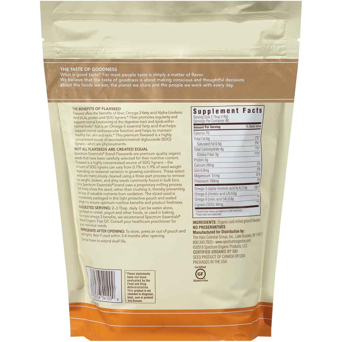 Spectrum Essentials Organic Ground Flaxseed, Gluten Free, 24 Oz