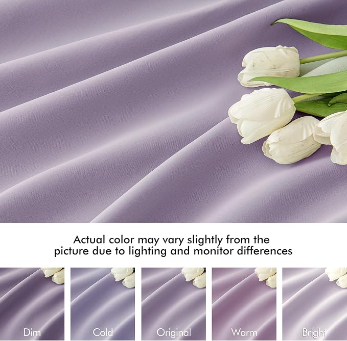 MIULEE Lilac Back Tab Blackout Curtains 120 Inch Long 2 Panels Set