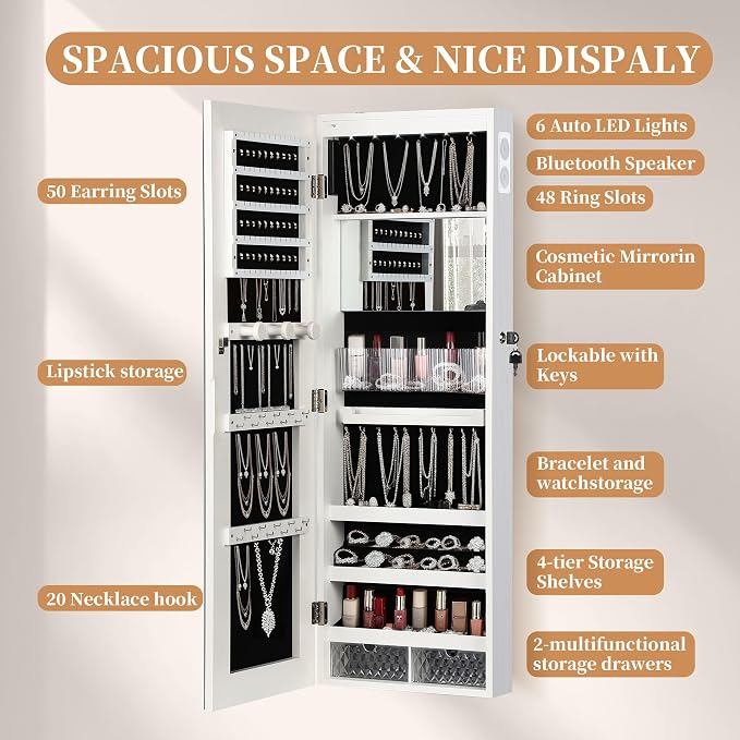 LED Mirror Jewelry Cabinet