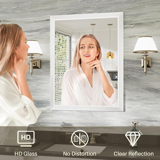28x36 Inch White Bathroom Mirror