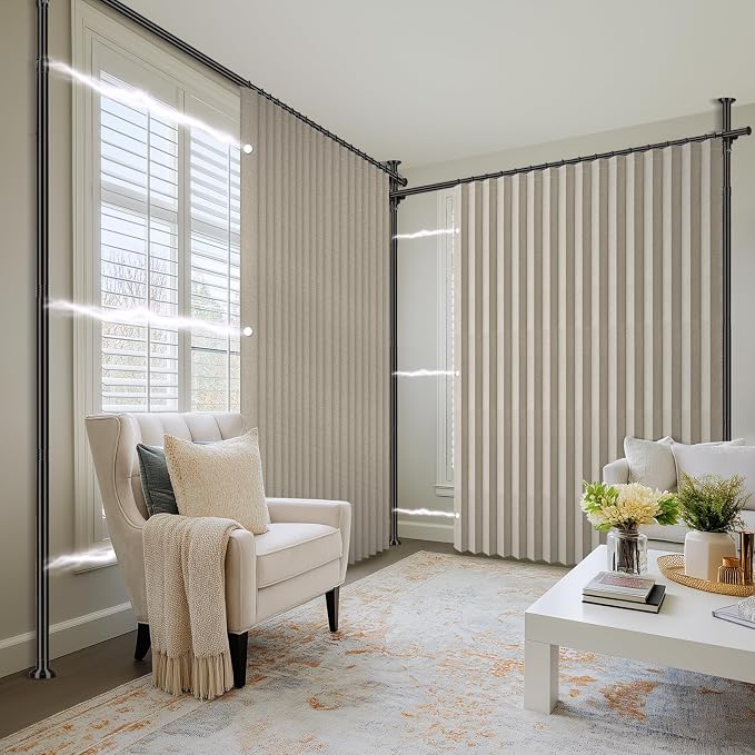 100% Blackout Room Divider Curtains Sets Cream White W100 x L84 in, 2 Panels
