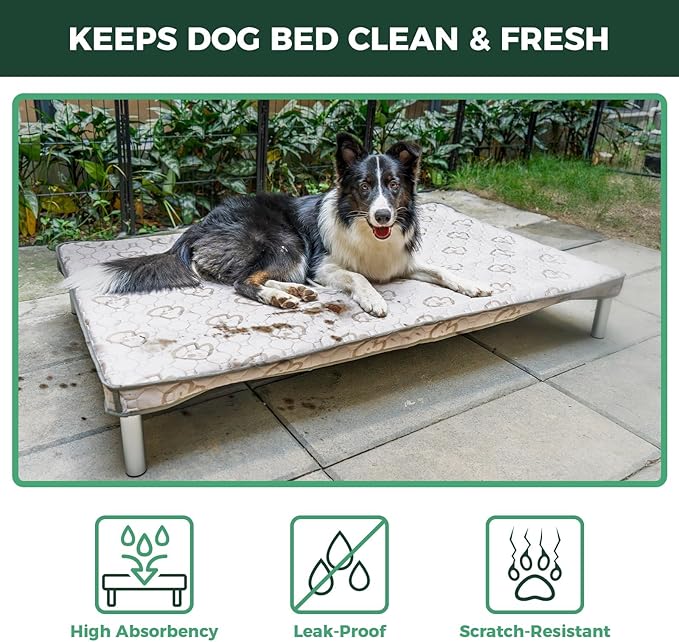 FXW TitanNest Chew-Proof Elevated Dog Bed, Raised Cot for Indoor/Outdoor/Camping Use, Durable & Waterproof Cooling Pet Bed with Exclusive Cover for Large Dogs, 47.0" L x 29.0" W x 7.3" H, Black