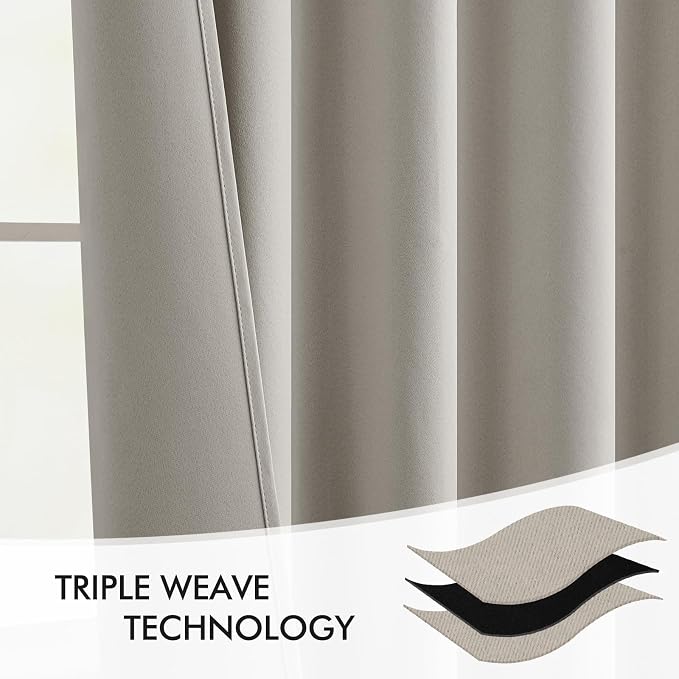 MIULEE Natural Back Tab Blackout Curtains 84 Inch Length 2 Panels Set