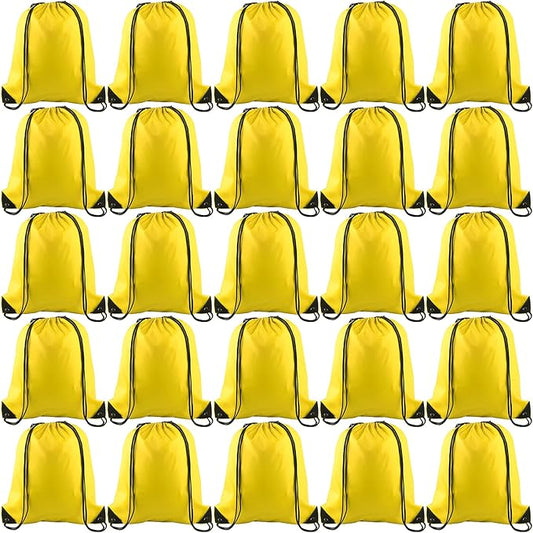 KUUQA 60Pcs Yellow Drawstring Backpacks - Gym, Travel, Storage Bags