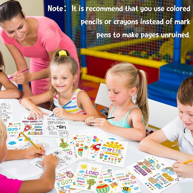 Dvbonike 72Pcs Religious Coloring Books Bible Verses DIY Color-in Pages | Drawing Booklet Bulk, Christian Theme Artwork, Holiday Activity, Sunday School Supplies, Classroom Reward, Party Favor, Gift