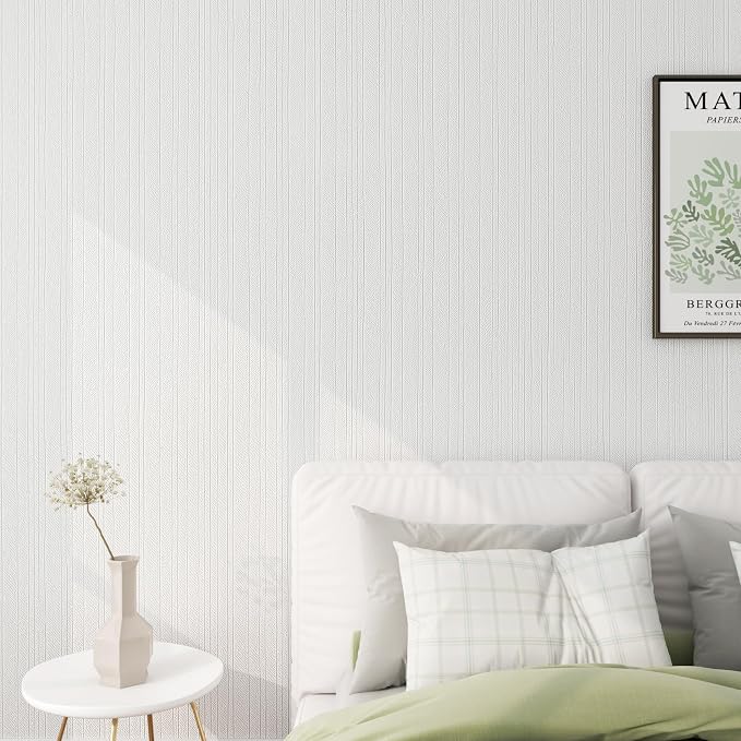 FunStick Off White Grasscloth Peel and Stick Wallpaper Textured Grass Cloth