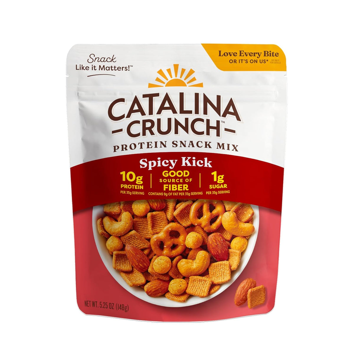 Catalina Crunch Protein Snack Mix - 10g Protein, 1g Sugar per Serving - Good Source of Fiber, Gluten Free - Spicy Kick, 5.25 Ounce Bag (Pack of 1) - Packaging May Vary