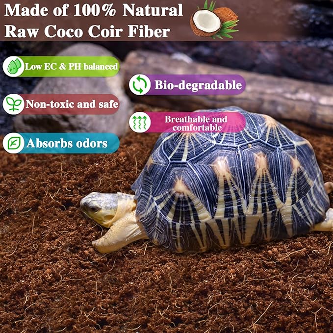 ZeeDix 4 Pack Coconut Fiber Substrate, 100% Organic Coconut Husk Coco Coir Brick Terrarium Bedding for Reptiles, Tortoise, Bearded Dragon, Leopard Gecko, Snake, Hermit Crabs, Frogs, Tarantula