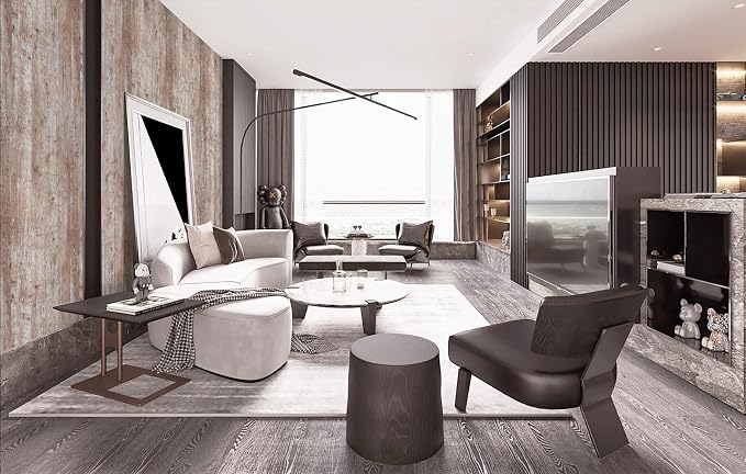 Dimoon 236"x17.7'' Wood Contact Paper Brown Grey Dark Wood Wallpaper Gray Brown