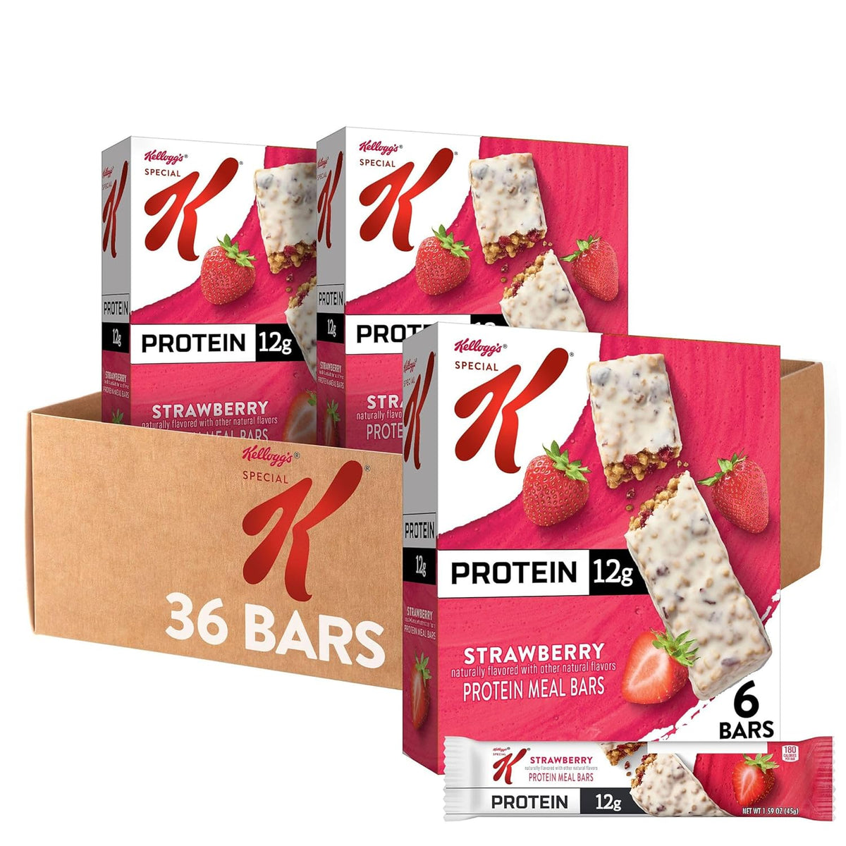 Special K Protein Meal Bars, 12g Protein, Meal Replacement, Strawberry (3 Boxes)