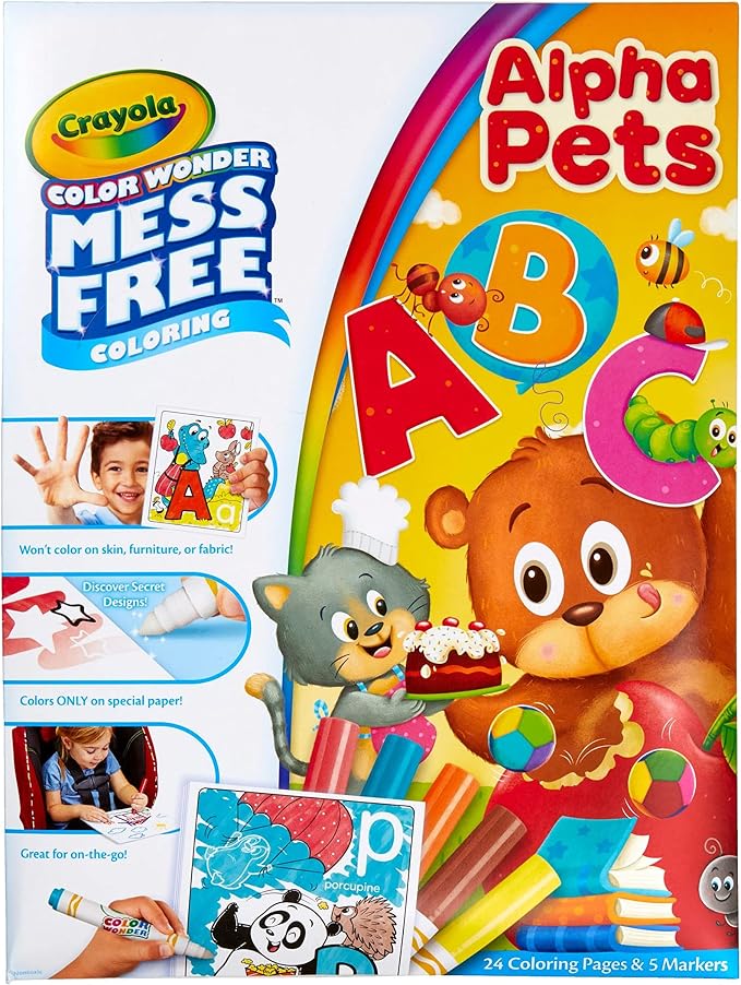 Crayola Color Wonder Alpha Pets, Mess Free Coloring for Toddlers, Alphabet Coloring Pages, Toddler Activity, Gift for Kids, Ages 3+ [Amazon Exclusive]