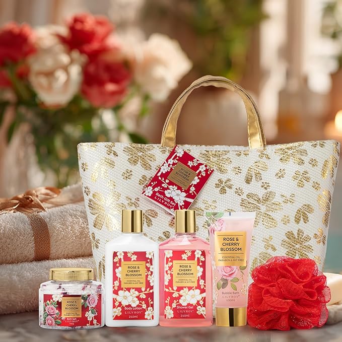 Christmas Gifts for Women - 6Pcs Rose Bath and Body Gift Set Spa Gift Sets for Women Gifts for Sisters with Travel Bag | Perfect Valentine's, Birthday Gifts, Mothers Day Gift for Mom All Occasion