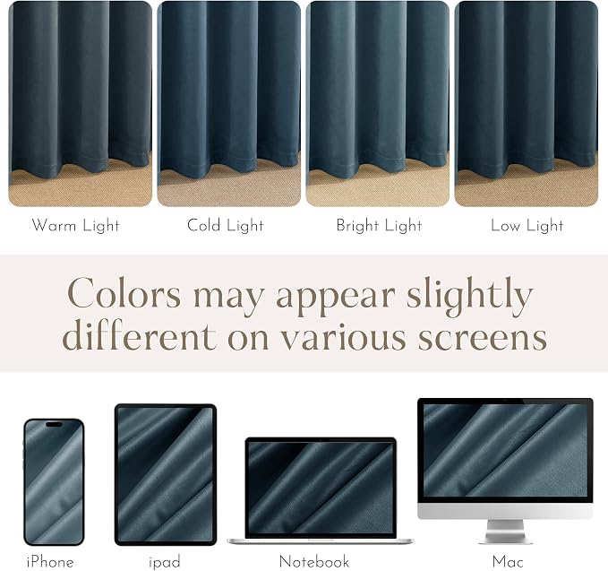 NICETOWN Blue Velvet Curtains 120 inches