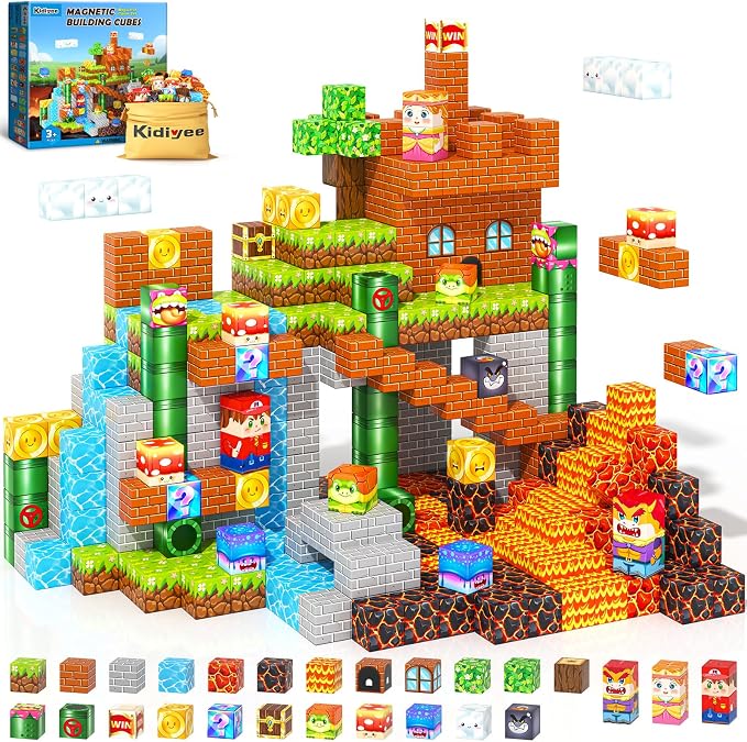 Magnetic Blocks Building Toys, Mine Magnet World Game Set for Kids Ages 4-8 5-7 6-8, STEM Sensory Magnetic Toys for Toddlers, Gift for 3+ Year Old Boys Girls