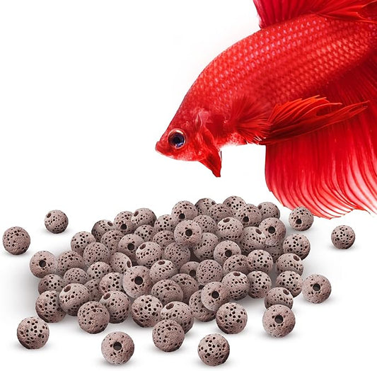 SunGrow 50 Pumice Beads for Betta Fish, Volcanic Lava Rocks for Filtration, 0.2" Aquarium Decor, Anchor Plants in Pores, Helps with Aeration, Hiding Spot for Fry in Freshwater and Saltwater Tanks