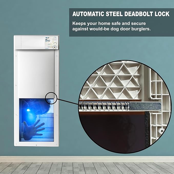 Power Pet WiFi Automatic Electronic Pet Door by High Tech Pet - Pet Operated Dog Door, App Control, 24/7 Scheduling, Secure, Air Tight, for Medium Dogs (8¼" x 10" Pet Opening), Easy Install - PX1-WIFI